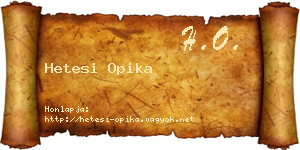 Hetesi Opika névjegykártya
